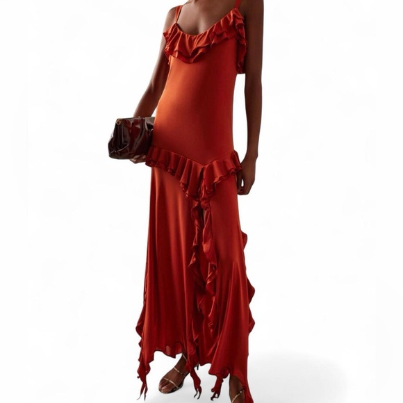 SIEDRES Asymmetrical Dress in Vibrant Red - Picture 2 of 5